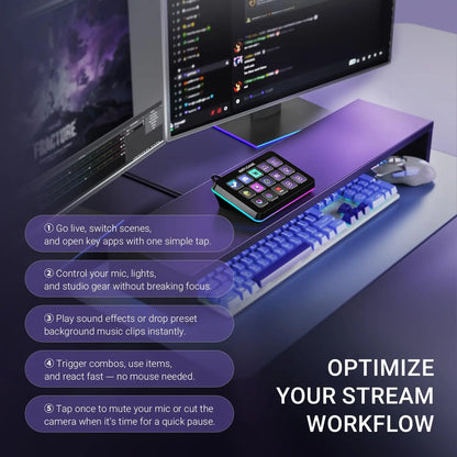 FIFINE D6 Professional Gaming Stream Controller and Keyboard with 15 Macro Keys for Enhanced Streaming on OBS, Twitch, and YouTube - Compatible with Mac and PC