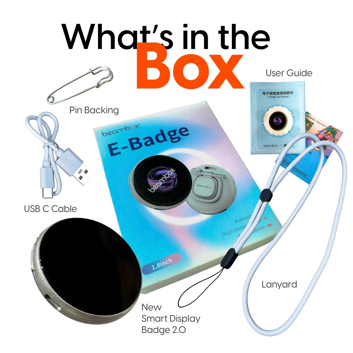 Beambox Customizable Smart Digital Display Badge with IPS Touchscreen, Bluetooth Connectivity, Photo and GIF Upload, 6-Hour Battery Life, AI-Generated Images, 360x360 Resolution for Personal Expression and Fashion