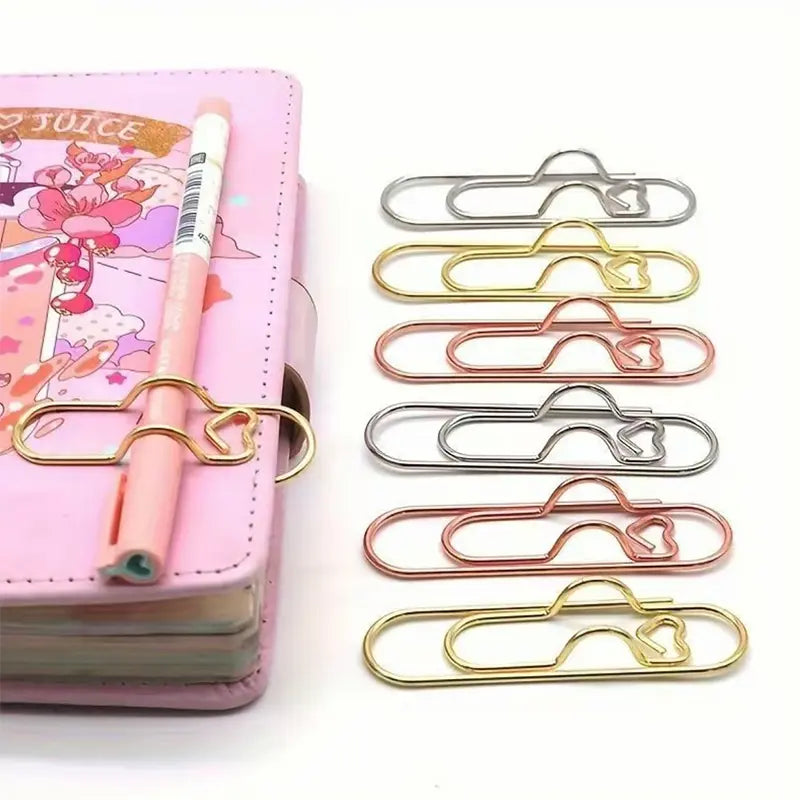 6-Piece Multifunctional Metal Heart Pen Clip Set - Versatile Pen Holders for Notebooks, Paper, and Clipboards