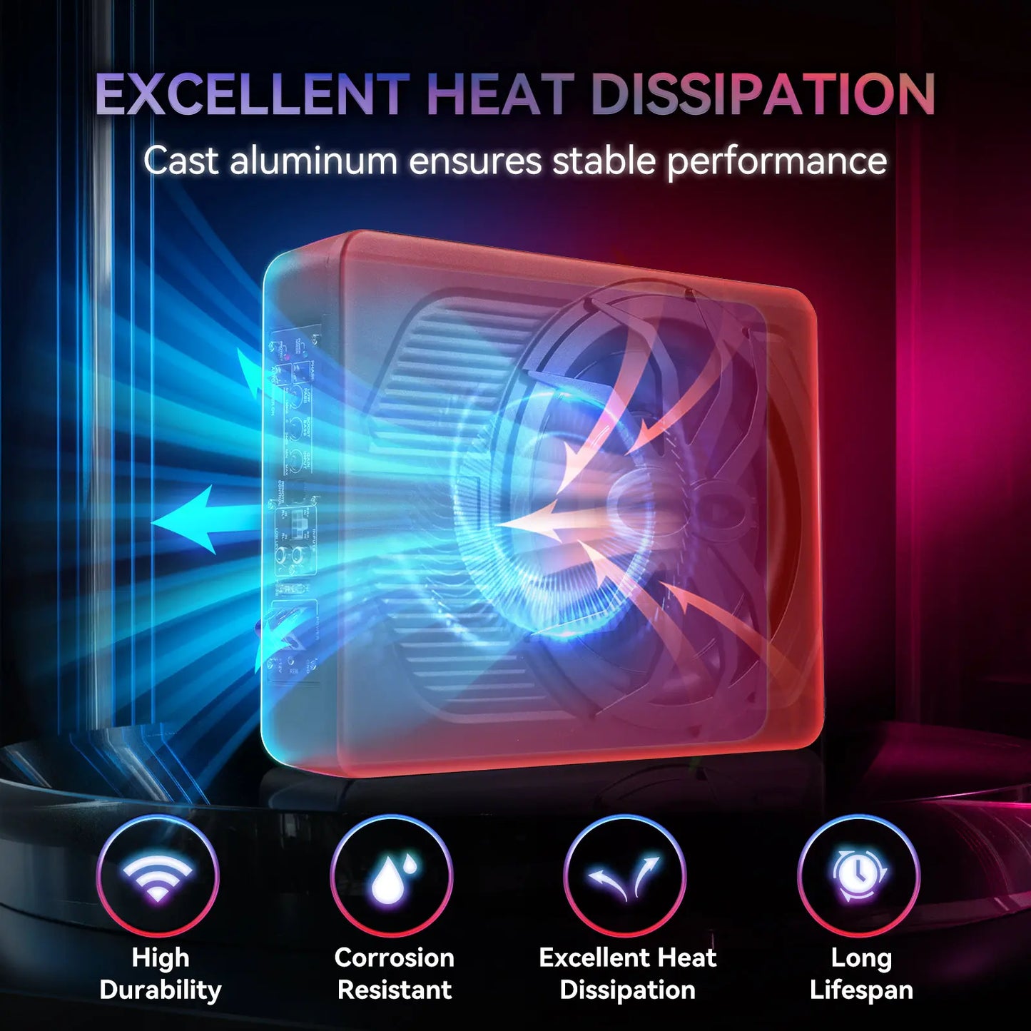 ANDEMAN 10'' Slim Under-Seat Powered Car Subwoofer with APP Control, Built-In Amplifier, and Adjustable Colour Lighting for Vehicles