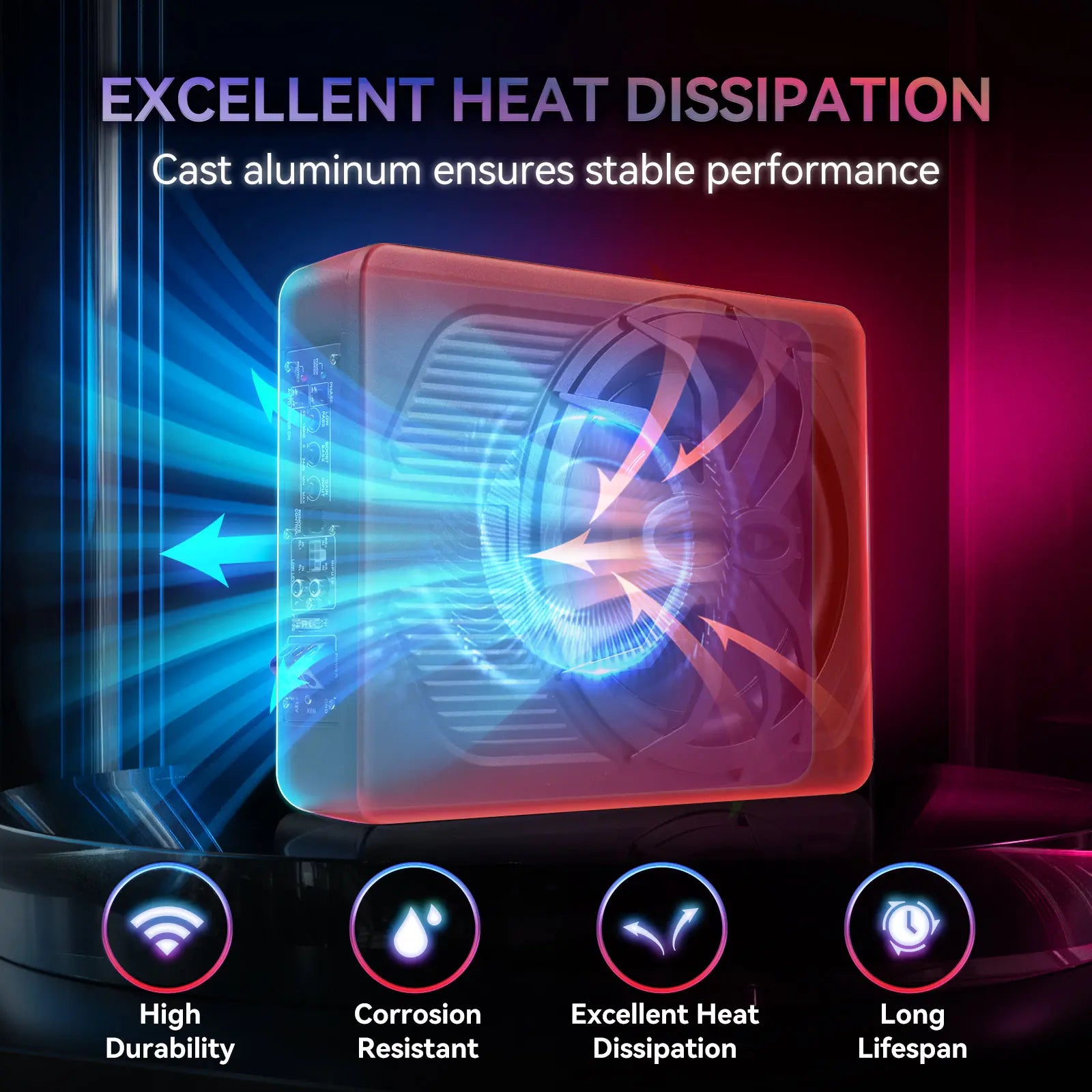 ANDEMAN 10'' Slim Under-Seat Powered Car Subwoofer with APP Control, Built-In Amplifier, and Adjustable Colour Lighting for Vehicles