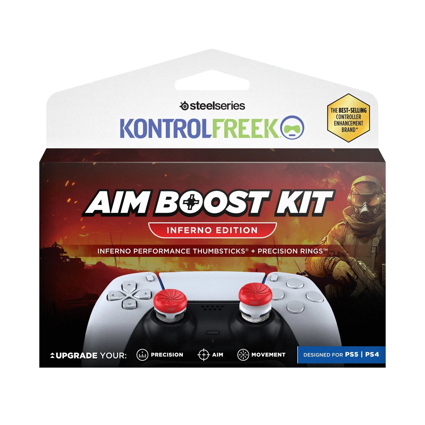 KontrolFreek Aim Boost Kit - Inferno Edition for PlayStation 5 (PS5) and PlayStation 4 (PS4) Controllers | Performance Thumbsticks and Precision Rings Included