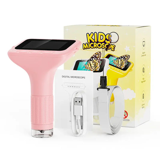 ASPOVEN 4K Upgraded Mini Pocket Digital Microscope with 3" Screen, Rechargeable Educational Tool for Children Ages 4-12, Ideal STEM Learning Gift for Boys and Girls