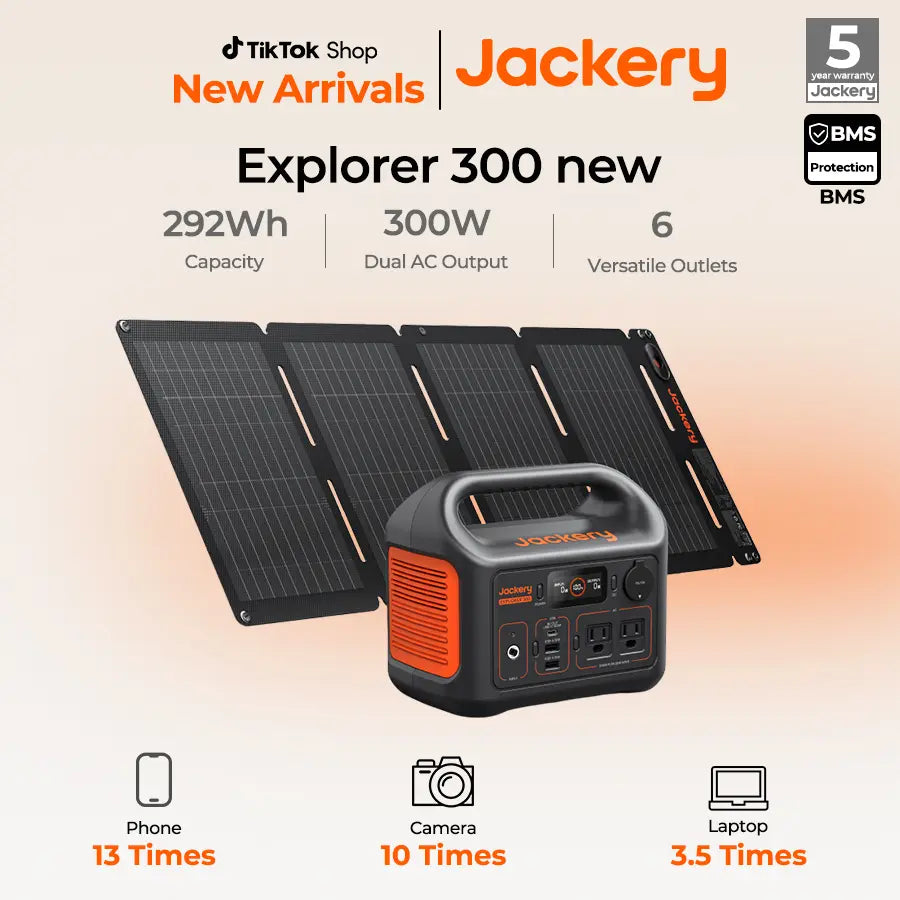 The New Jackery Explorer 300 Portable Power Bank Features a 292Wh Lithium Iron Phosphate (Lifepo4) Battery and a 300W AC Output (Summervibes).
