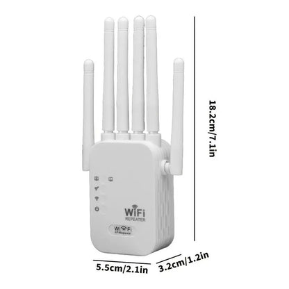 MUNBYN 2026 WiFi Range Extender - 1200Mbps Dual Band Repeater (5GHz/2.4GHz) WiFi Booster, Coverage Up to 10,000 Sq.Ft, Supports 50 Devices, Includes Ethernet Port for Home Use