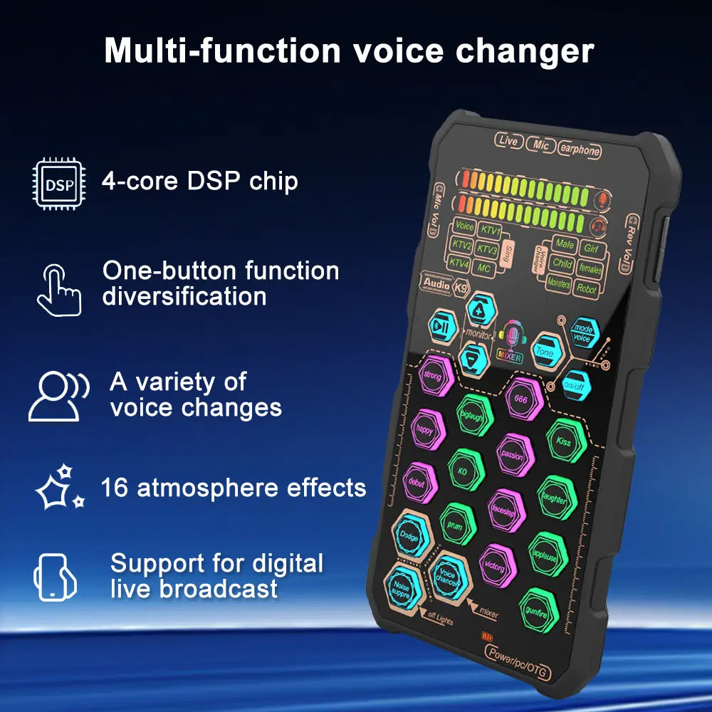 HOSABELY SK9 Wired Compact Handheld Live Sound Card Set – Portable Audio Interface with Microphone Connectivity for PS5, PC, Android, and iPhone Streaming