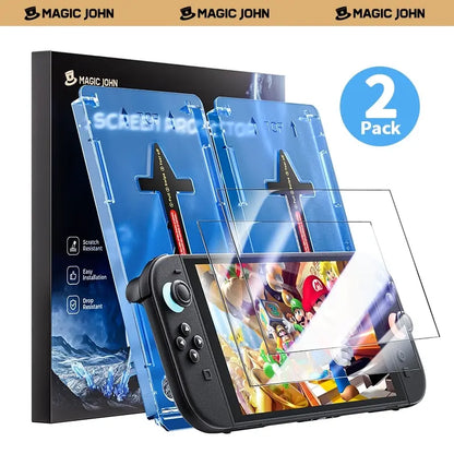 NEW - MAGIC JOHN Auto-Alignment Onetouch for Nintendo Switch 2 Screen Protector 7.9'' 2025 Tempered Glass, Accessories, 30 Seconds Installation, Bubble Free, Anti-Scratch, Touch Sensitive, Ultra-Clear