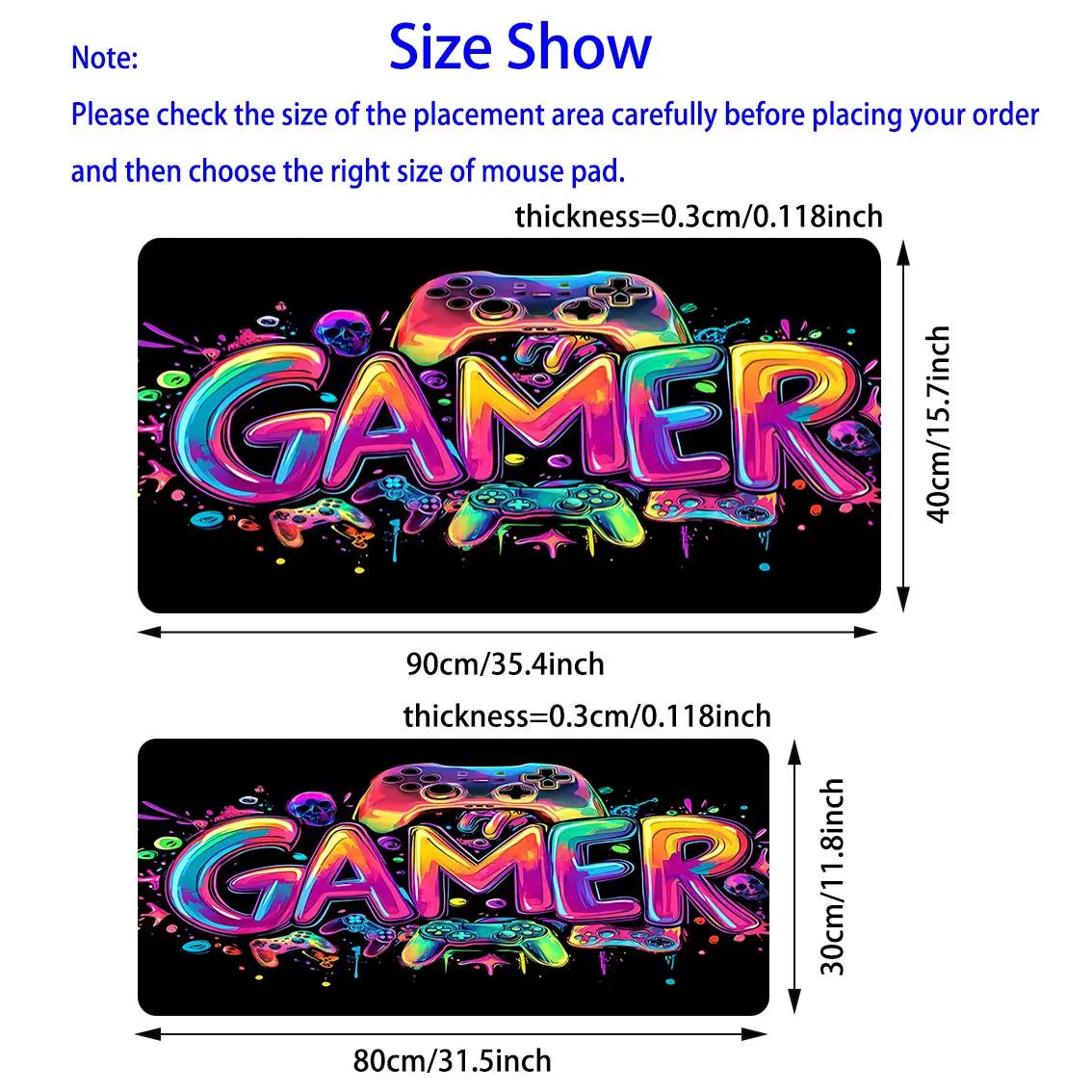 Large UV Reactive Gaming Mouse Pad - Thickened Non-Slip Rubber for E-Sports and Gaming Room Accessories