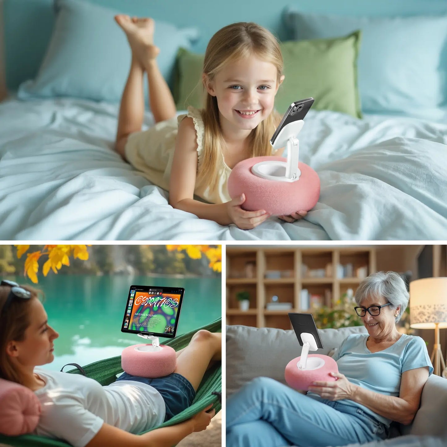 Viozon Bed Phone Holder - Compatible with 3.5-11" Devices, Ideal for Reading and Watching Videos Hands-Free, Includes Pillow Stand and Kindle Accessories