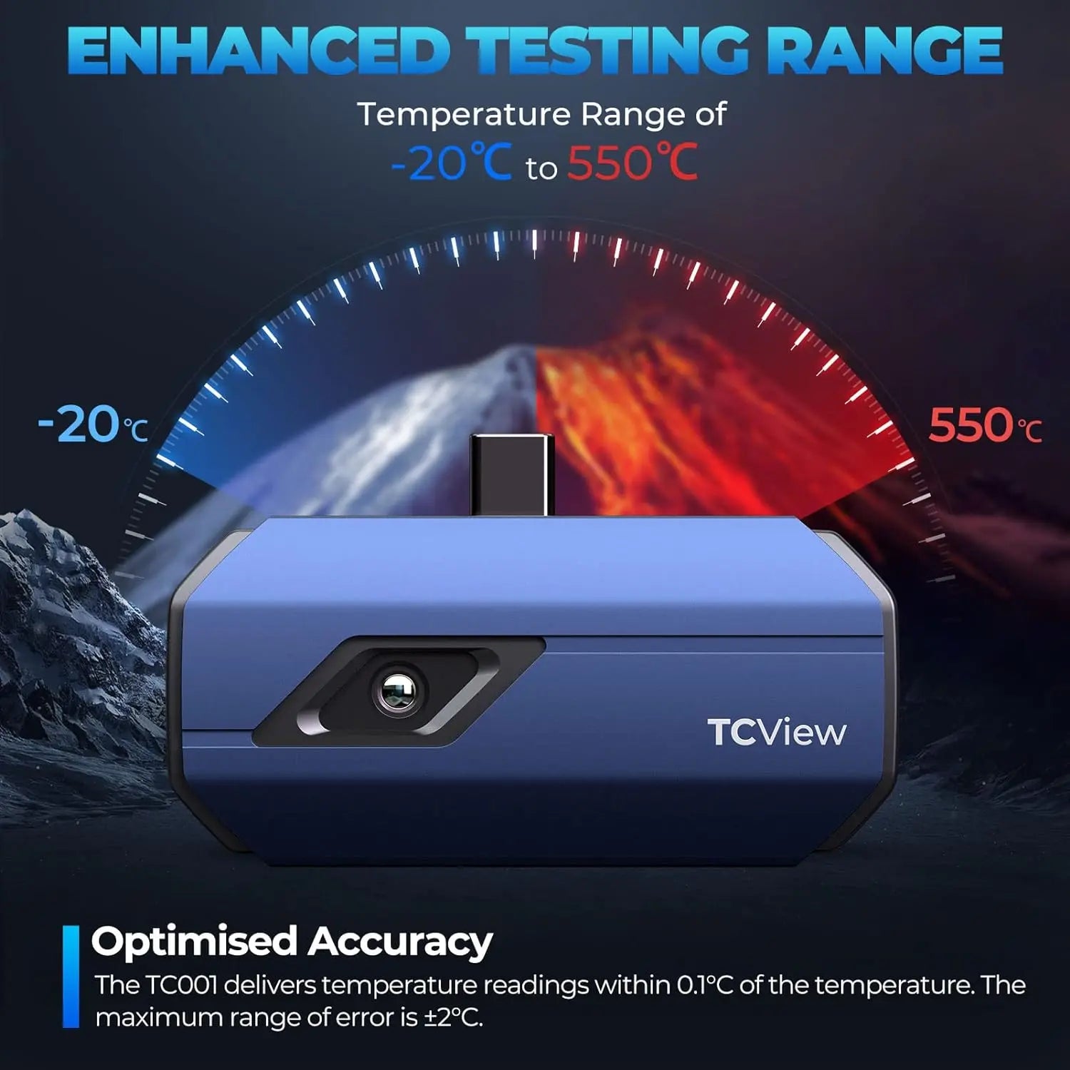 TOPDON TC001 High-Resolution Thermal Imaging Camera for Android Devices, USB-C Infrared Imager, 256x192 Resolution, Testing Range -20℃ to 550℃, 0.1℃ Precision for Phones, Tablets, and Windows Systems