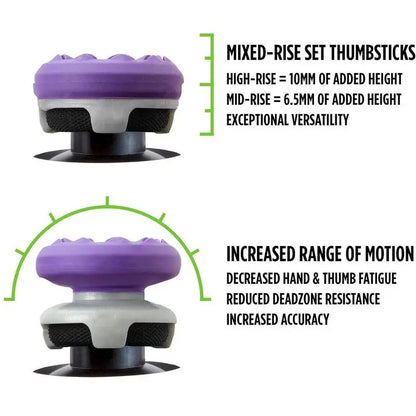 Precision Aim Boost Thumbstick Accessory Kit for PlayStation 5 and PlayStation 4 Controllers | Purple-Black Silicone Rubber Precision Rings (6 Pieces)