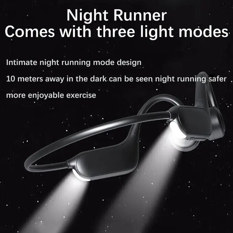 ESSONIO-P8 Bone Conduction Bluetooth Headset - Wireless Hanging Ear Design, IPX8 Waterproof, 32GB Memory, Ideal for Night Running and Swimming Fitness, Durable Audio Earbud in Black