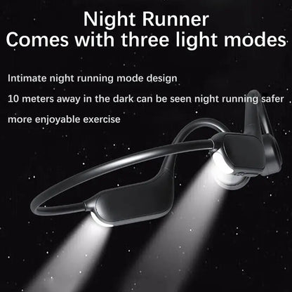 ESSONIO-P8 Bone Conduction Bluetooth Headset - Wireless Hanging Ear Design, IPX8 Waterproof, 32GB Memory, Ideal for Night Running and Swimming Fitness, Durable Audio Earbud in Black