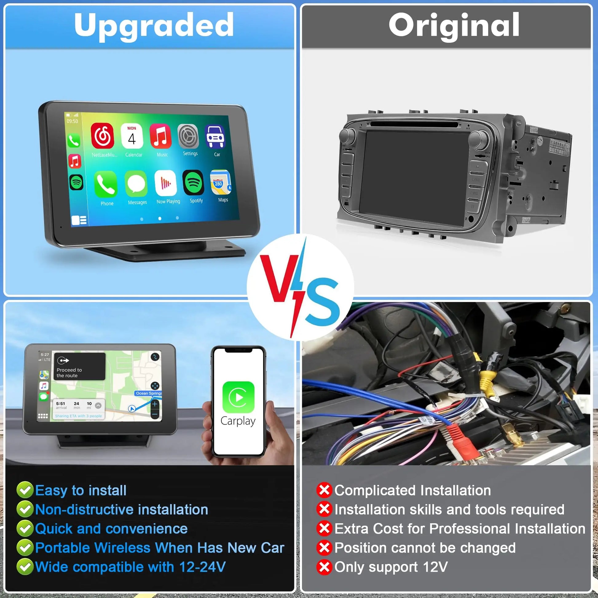 PASLDA 2026 Father's Day Gift - Enhanced Wireless CarPlay Screen for Android and iPhone: The Premier Portable CarPlay Adapter for Effortless In-Car Entertainment