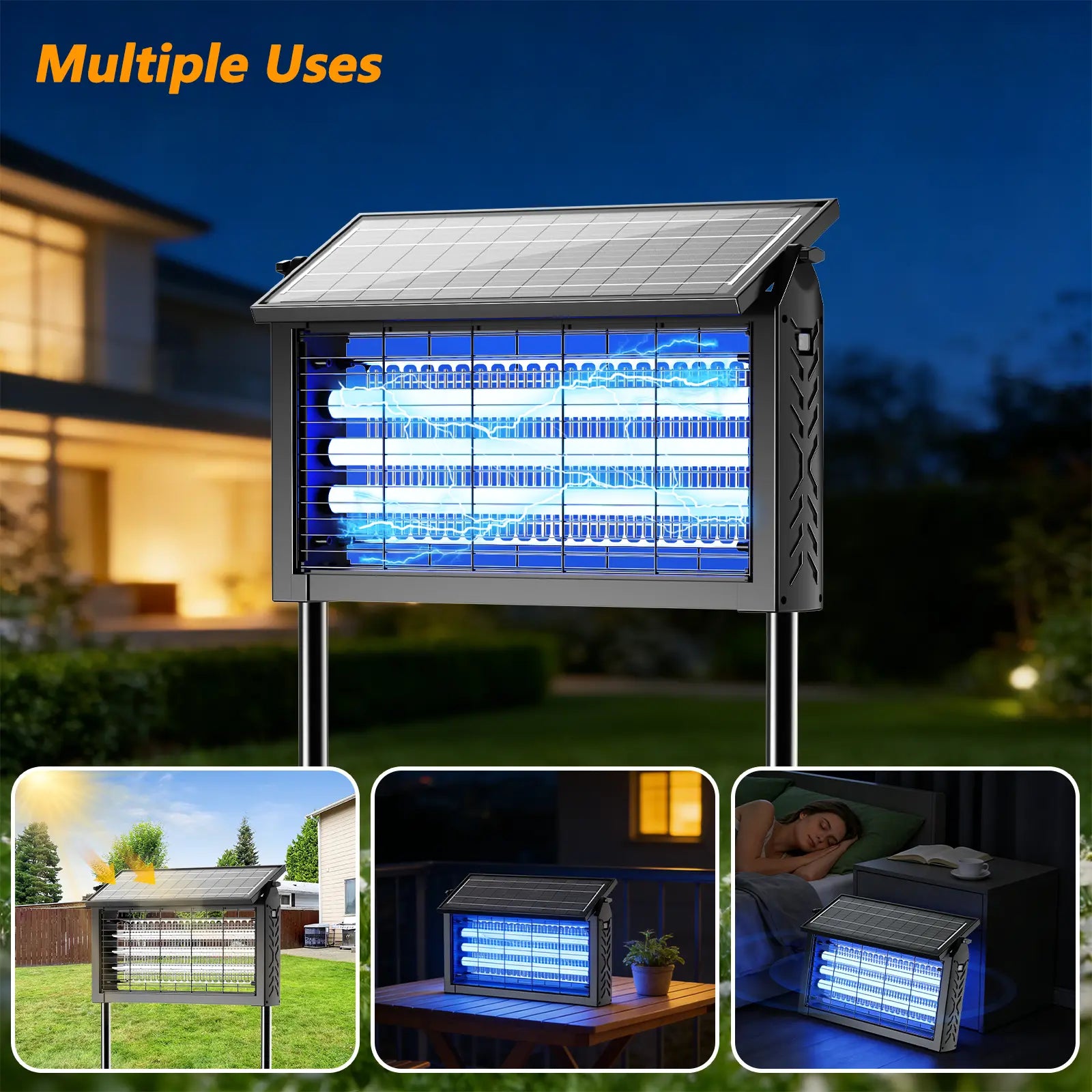 4500V Solar Bug Zapper,3000Mah Rechargeable High Voltage Mosquito & Fly Trapper, 2 Modes, IPX 67, for Home, Garden, Patio,Outdoor,Summerwins