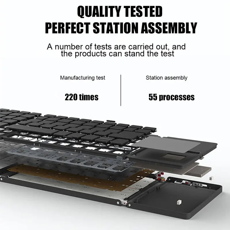 Tri-Fold Bluetooth 5.0 Wireless Keyboard with Touchpad | Universal Compatibility for Windows, iOS, macOS, and Android | Connects Up to 3 Devices | Rechargeable Battery | Ultra-Portable Design for Computers, Tablets, and Mobile Phones