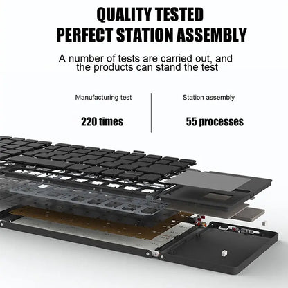 Tri-Fold Bluetooth 5.0 Wireless Keyboard with Touchpad | Universal Compatibility for Windows, iOS, macOS, and Android | Connects Up to 3 Devices | Rechargeable Battery | Ultra-Portable Design for Computers, Tablets, and Mobile Phones