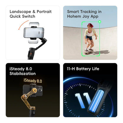 Hohem Isteady X3 SE Gimbal Stabilizer for Iphone & Android, Smartphone Foldable Gimbal with Detachable Remote Control, Portable Foldable 3-Axis Phone Gimbal for Android & Iphone17 Series, Ideal for Travel Vlogging