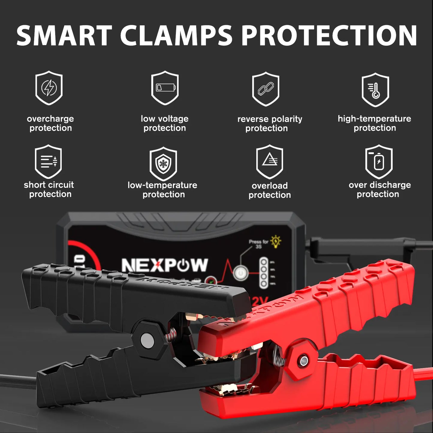 NEXPOW 2026 Enhanced Car Jump Starter - 3000A Peak Performance for 9.0L Gas and 7.0L Diesel Engines - Portable Lithium Battery Pack with USB QC3.0 and Jumper Cables