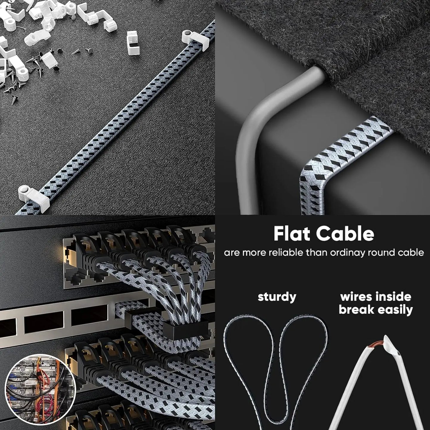 Cat 8 Ethernet Cable - High-Speed Braided 40Gbps 2000 MHz Network Cord for Gaming PCs, PS5, Xbox, Modems, and Routers