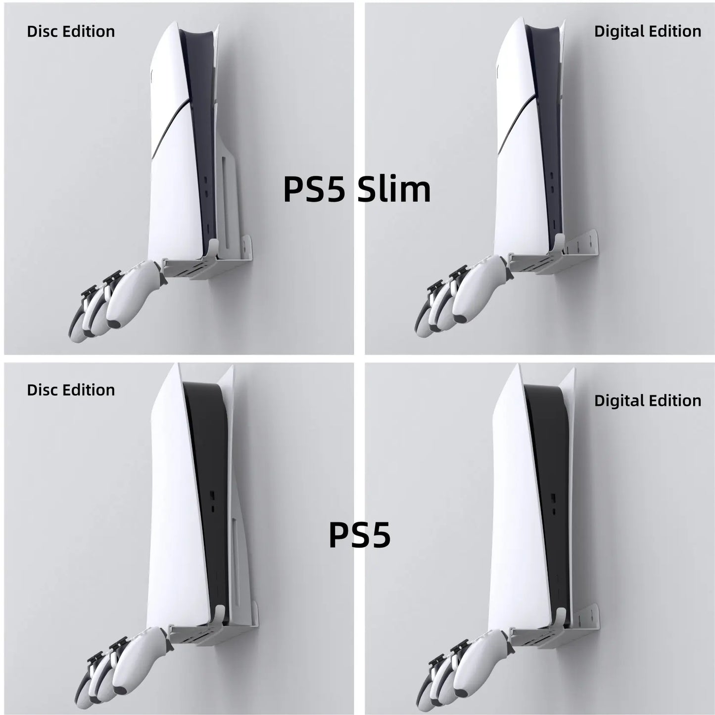 Vertical Wall Mount Stand for PS5 & PS5 Slim Console - Includes Controller Hook and Screw Fixing - Game Console Accessories