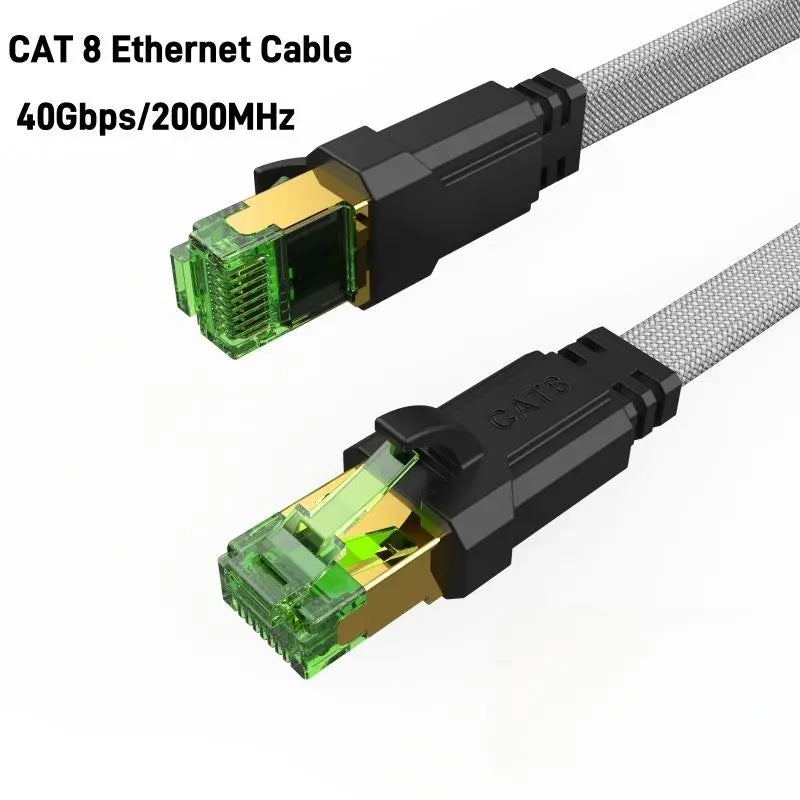 MIZIQIER Cat 8 Ethernet Cable - High-Speed Braided Network Cord, 40Gbps, 2000MHz Bandwidth, Shielded RJ45 LAN Cable for Gaming PCs, PS5, Xbox, Modems, and Routers - Various Lengths Available