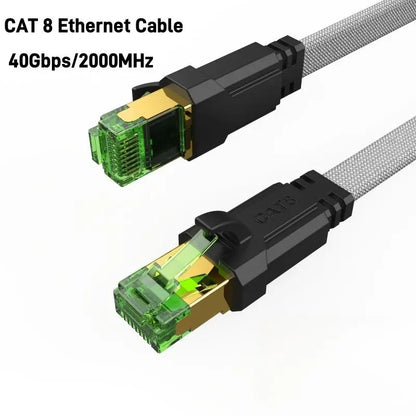 MIZIQIER Cat 8 Ethernet Cable - High-Speed Braided Network Cord, 40Gbps, 2000MHz Bandwidth, Shielded RJ45 LAN Cable for Gaming PCs, PS5, Xbox, Modems, and Routers - Various Lengths Available