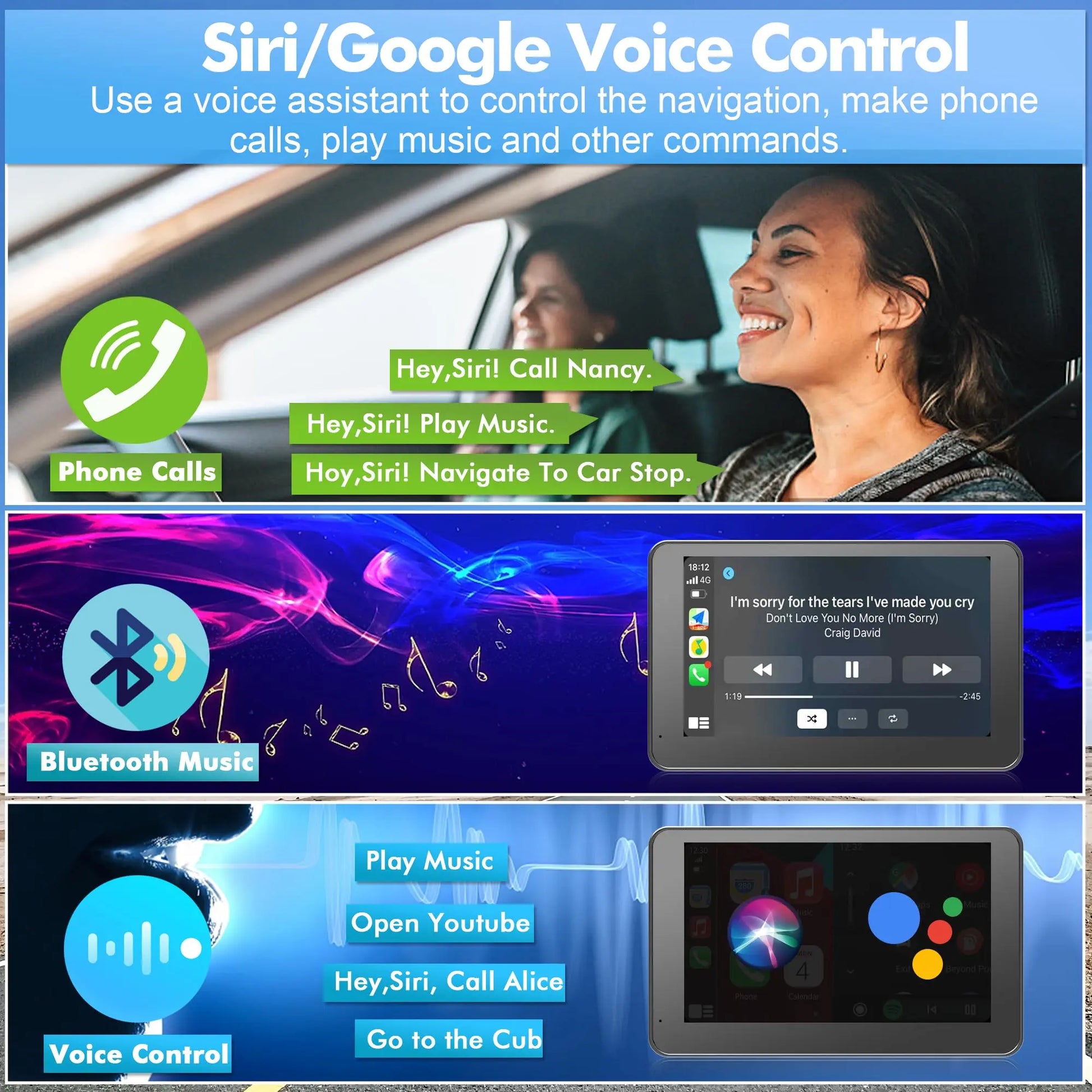 PASLDA 2026 Father's Day Gift - Enhanced Wireless CarPlay Screen for Android and iPhone: The Premier Portable CarPlay Adapter for Effortless In-Car Entertainment