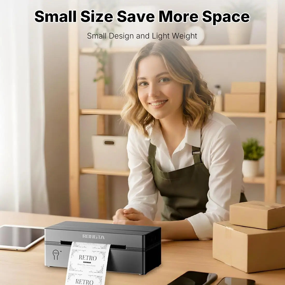 RT Wireless Bluetooth Thermal Label Printer - Compatible with iOS, Android, Windows, Mac, and Chromebook for Etsy, eBay, Shopify, and USPS Printing