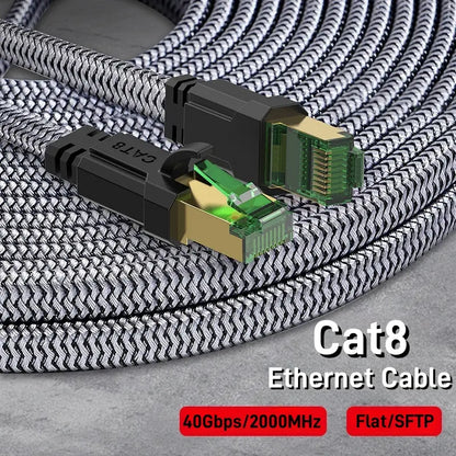 MIZIQIER Cat 8 Ethernet Cable - High-Speed 40Gbps, 2000MHz, 26AWG Braided RJ45 Shielded Indoor LAN Cable, Compatible with CAT7, CAT6A, CAT6, CAT5E for Gaming PC, PS5, Xbox, Modem, and Router
