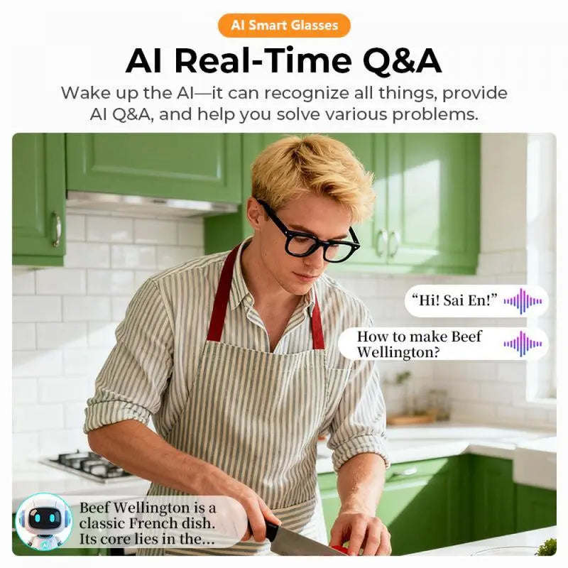 AI-Enhanced Smart Glasses with 8MP Camera and 1080P Video, Open-Ear Audio, Photo Recognition, Lightweight Design, and Photochromic Lenses for Men and Women