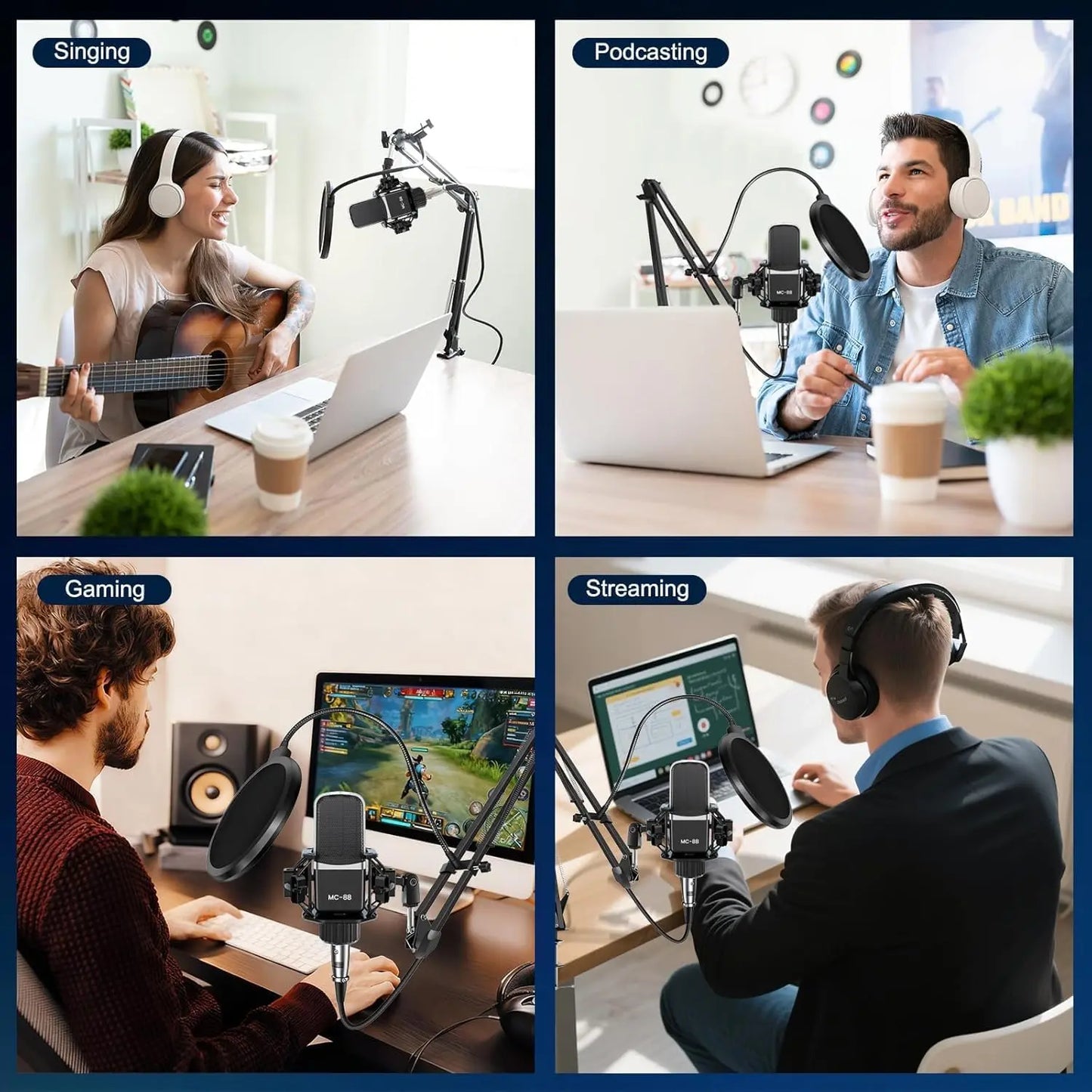 Safring 2026 Enhanced Podcast Equipment Bundle: Professional Audio Interface and Microphone Package for Gaming, Recording, Singing, and Streaming