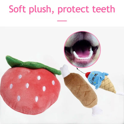 12-Piece Interactive Dog Toy Set, Plush Squeaky Toys for Small and Medium Dogs, Includes Chew Toys with Rope and Fruit-Shaped Treats, Ideal for Puppy Play and Birthday Gifts