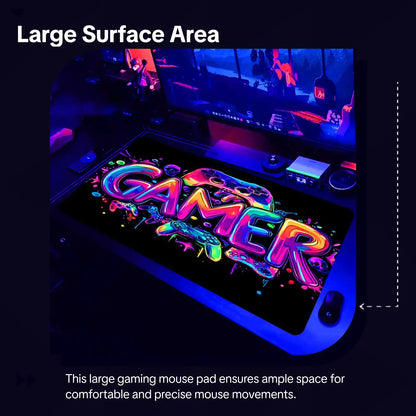 Large UV Reactive Gaming Mouse Pad - Thickened Non-Slip Rubber for E-Sports and Gaming Room Accessories