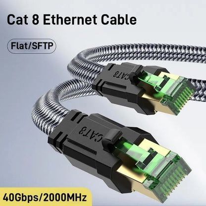 Cat 8 Ethernet Cable - High-Speed Braided 40Gbps 2000 MHz Network Cord for Gaming PCs, PS5, Xbox, Modems, and Routers