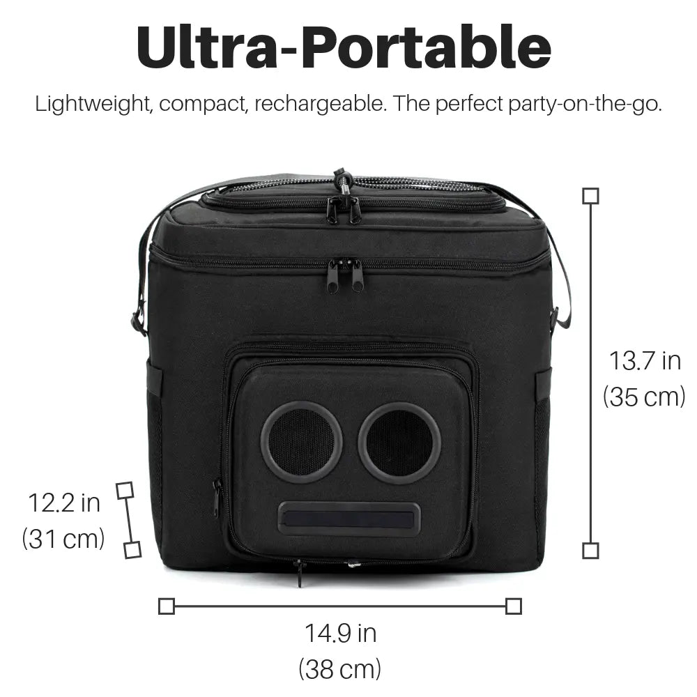 Super Real Cooler with Integrated 20-Watt Bluetooth Speakers for Outdoor Events, Compatible with iPhone and Android Devices, Rechargeable and Ideal for Parties, Festivals, Boating, and Beach Use