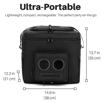 Super Real Cooler with Integrated 20-Watt Bluetooth Speakers for Outdoor Events, Compatible with iPhone and Android Devices, Rechargeable and Ideal for Parties, Festivals, Boating, and Beach Use