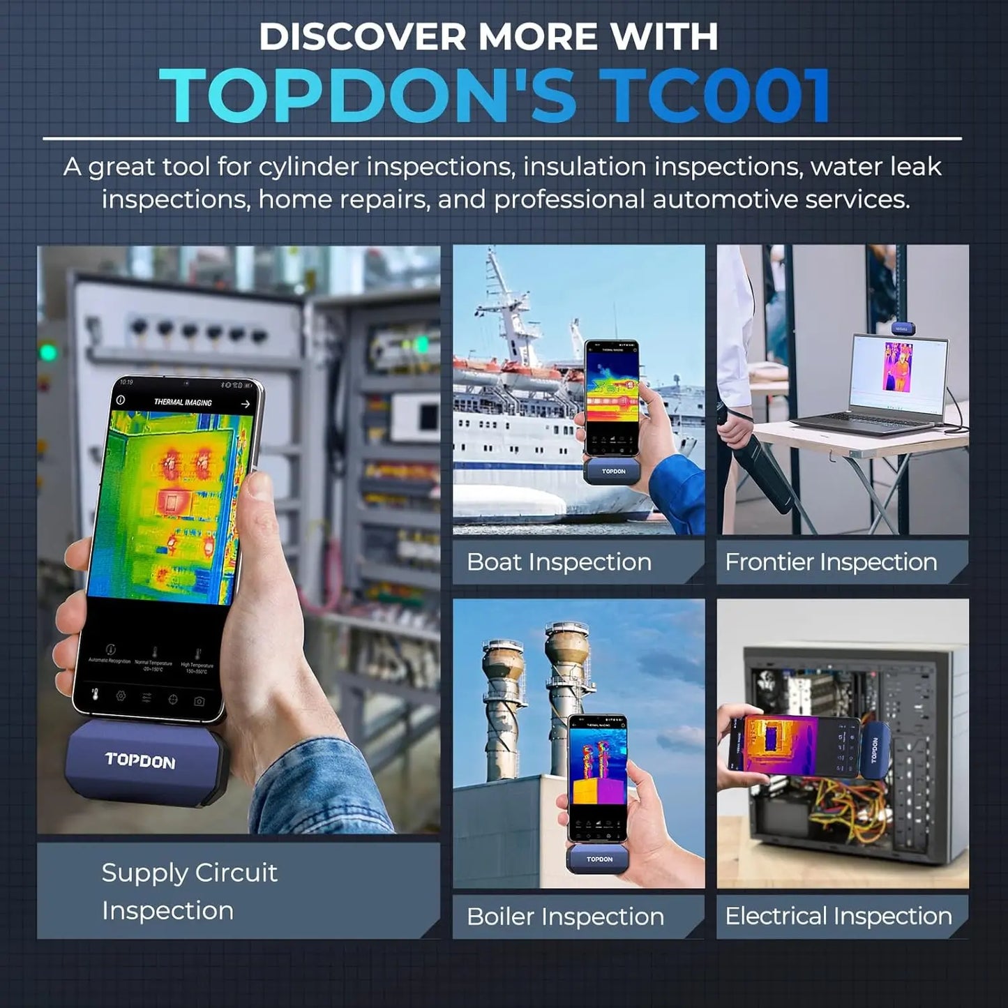 TOPDON TC001 High-Resolution Thermal Imaging Camera for Android Devices, USB-C Infrared Imager, 256x192 Resolution, Testing Range -20℃ to 550℃, 0.1℃ Precision for Phones, Tablets, and Windows Systems