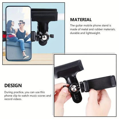 Adjustable Guitar Head Clamp, 360 ​​Degree Rotating Guitar Phone Holder, Portable Durable Creative & Efficient Music Accessory, Electric Guitar