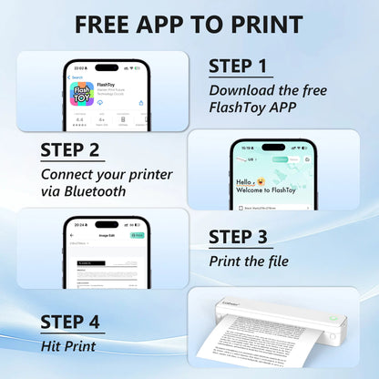 Inkless Portable Bluetooth Thermal Printer – Wireless Printing Solution for Travel, Home & Office, Compatible with iOS, Android, and Laptops, Supports 8.5x11 US Letter & A4 Thermal Paper, No Ink Required, Ideal Gift Option