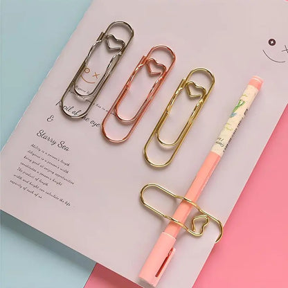 6-Piece Multifunctional Metal Heart Pen Clip Set - Versatile Pen Holders for Notebooks, Paper, and Clipboards