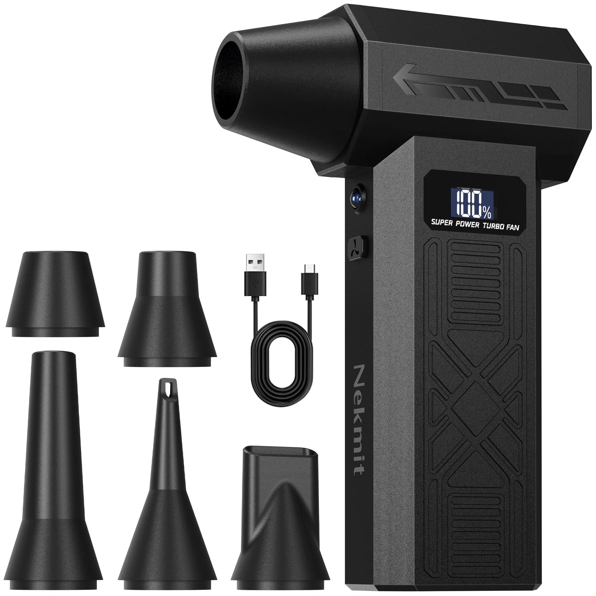 Nekmit High-Performance Compressed Air Duster - 150,000 RPM Electric Mini Blower with 4 Adjustable Speed Settings and Fast Charging, Ideal for Computers, Keyboards, Home, Outdoor, and Automotive Cleaning