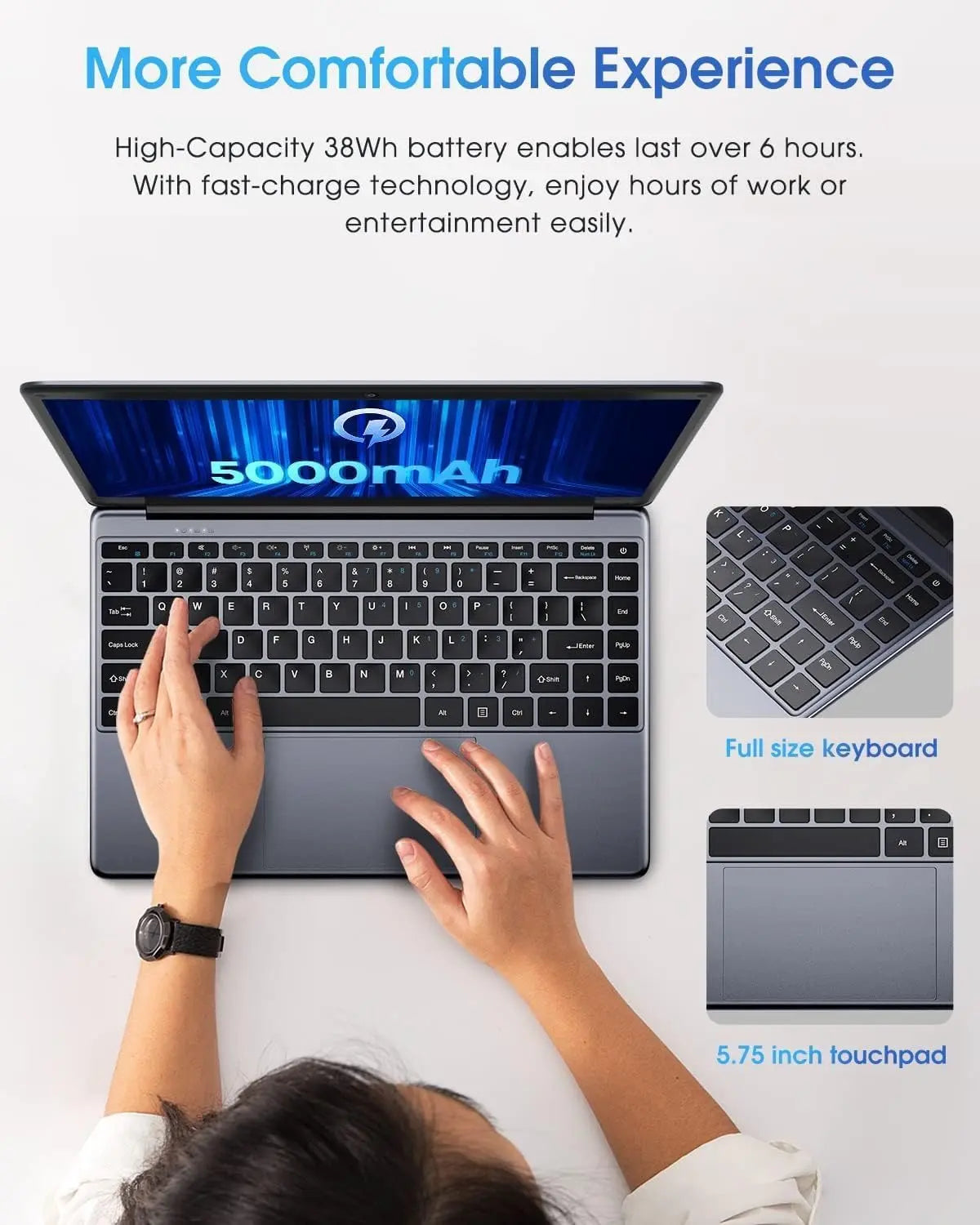 CHUWI Herobook Pro 14.1" Laptop - Intel Celeron N4020, 8GB RAM, 256GB SSD, Expandable to 1TB, Windows 11, 2K FHD IPS Display, Ultra Slim Design, Mini HDMI, 5G WiFi, USB 3.0, Webcam, TF Card Slot