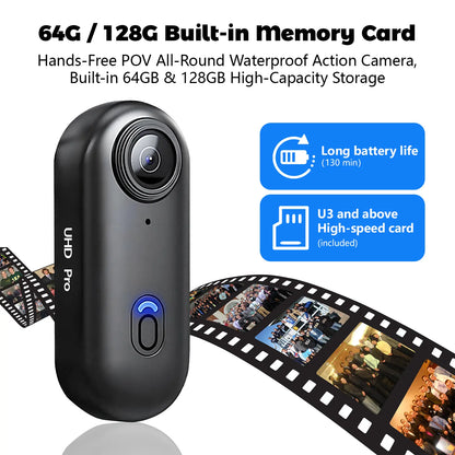 NUISK Thumb Action Camera, Portable POV Body Cam, Ultra Compact, Hands-Free, Compact Magnetic Sports Camera,. Ideal for Cycling, Pets, Vlogging. Supports U3+ Card, Waterproof. Perfect Gift for Beginners. Spring Renewal. Tiktokshopspringglowup Summerwins