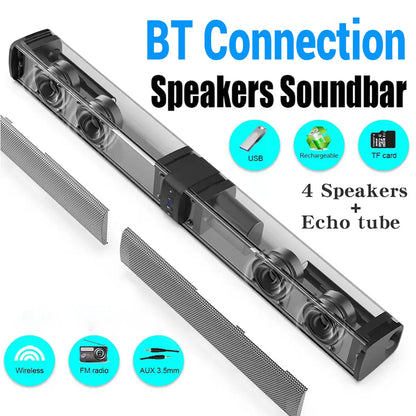 2-in-1 Wireless Sound Bar Speaker with Built-In Subwoofers for Smart TVs - Home Theater Audio System
