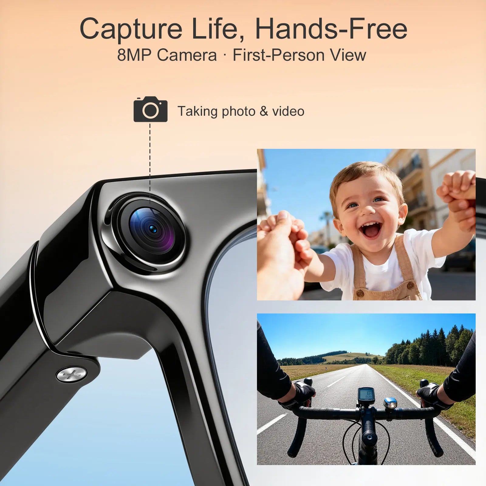 Smart AI Camera Glasses with 8MP Photochromic Lenses, Touch Button Adjustment for Hands-Free Photography, Real-Time Translation in 160+ Languages, Bluetooth Connectivity, and UV Protection for Outdoor Adventures