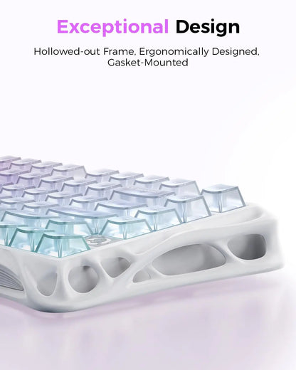 Gravastar Mercury K1 Lite Crystal Aurora 75% Mechanical Gaming Keyboard, 2.4Ghz/Bt/Wired Tri-Mode Wireless Keyboard, Gasket Hot Swappable Mechanical Keyboard, Pre-Lubed Linear Switches, RGB Backlit Summerwins