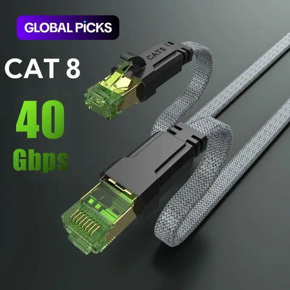 Cat 8 Ethernet Cable - High-Speed Braided 40Gbps 2000 MHz Network Cord for Gaming PCs, PS5, Xbox, Modems, and Routers