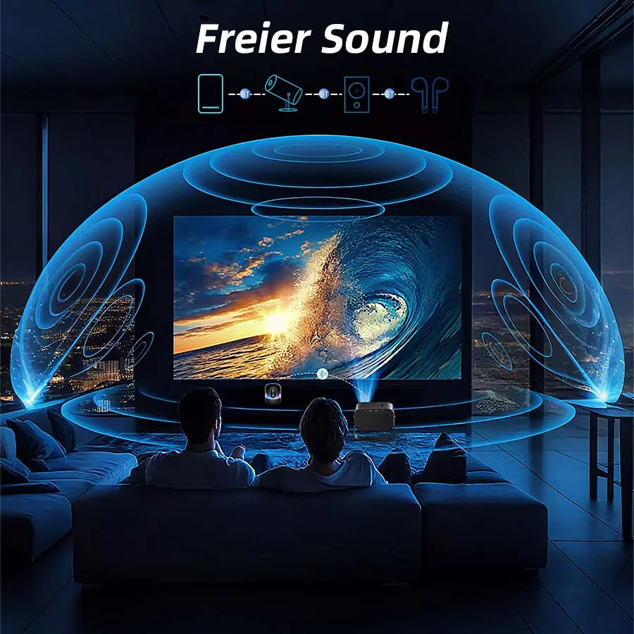 Summervibes2026 Upgraded Black Projector, Father’S Day Gift; Supports 4K/1280P HD; Bluetooth Projector with Built-In Speakers; Portable Mini Outdoor Movie Projector for Summer; Compatible with Laptops, Smartphones, Smart TV Sticks, Xbox, and PS5; Ideal Bi