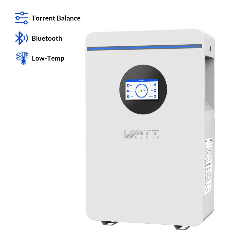 Wattcycle 48V 100Ah 5.12Kwh Wall-Mounted Lifepo4 Battery with Bluetooth for Home Backup Power, Deep Cycle,Solar System